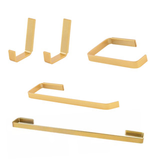 Kit Acessórios Para Banheiro Quadrado 04 Peças + 01 Cabide Dourada em Oferta na Shopee