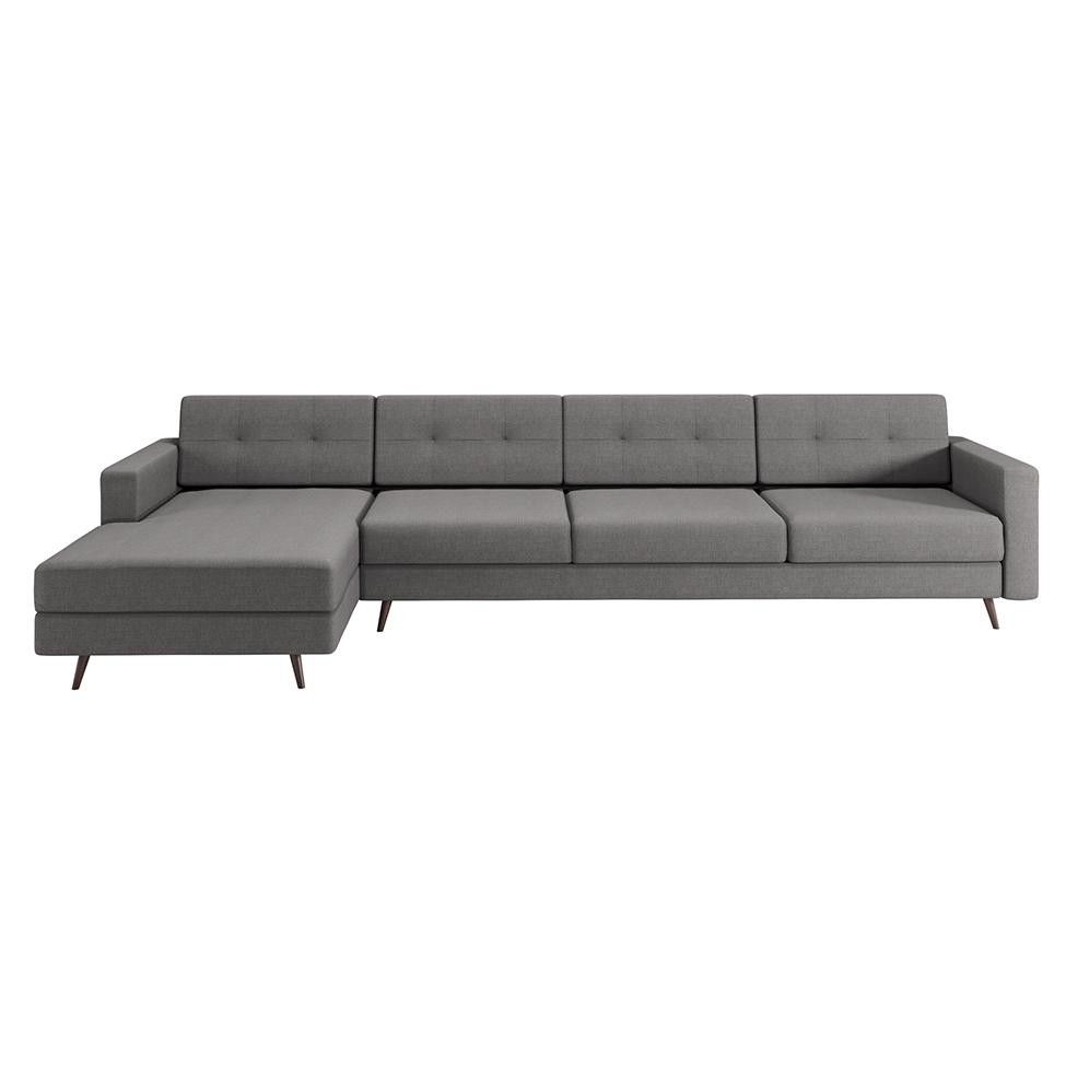 Sofá 4 Lugares Living com Chaise Esquerdo Pé Palito Linho Cotton Cinza em Oferta na Shopee
