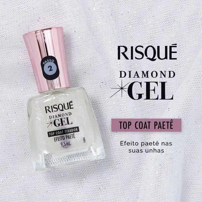Top Coat Fixador Risque Diamond Gel Paete Kit Com 3 Unidades