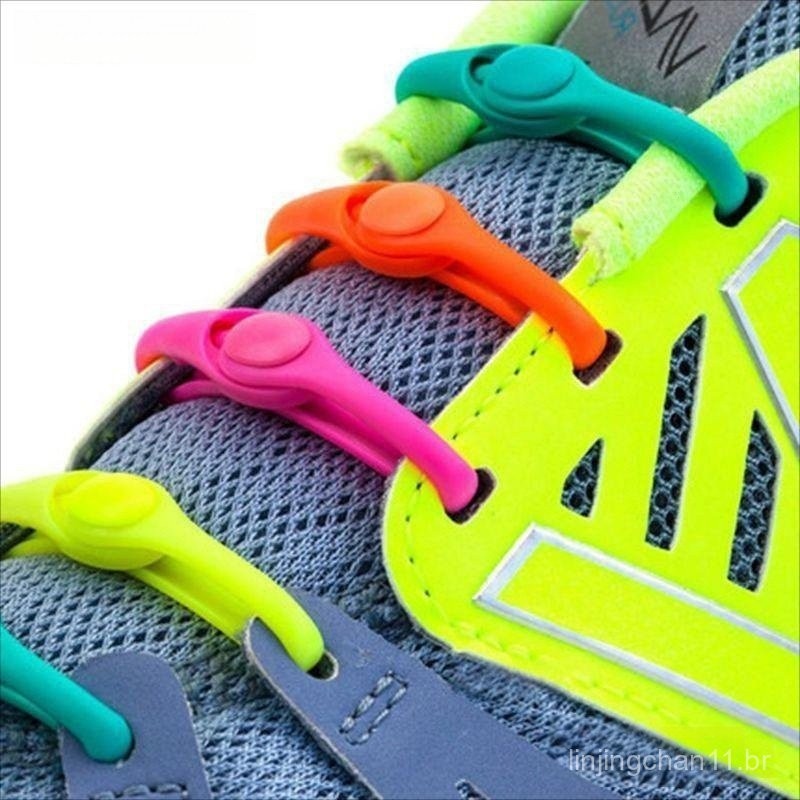 12pçs/Conjunto Preguiçoso Sem Gravata Elástico De Silicone Cadarços De Sapatos Para Tênis De Corrida Botas