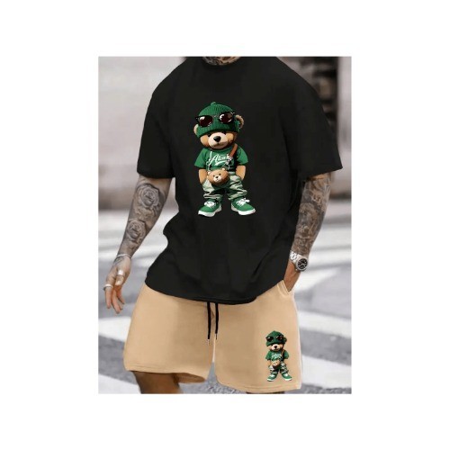 Conjunto  Urso Moda  Masculina  Bermuda Moletom Urso Moda  Masculina Short Treino Academia Fitness Casual