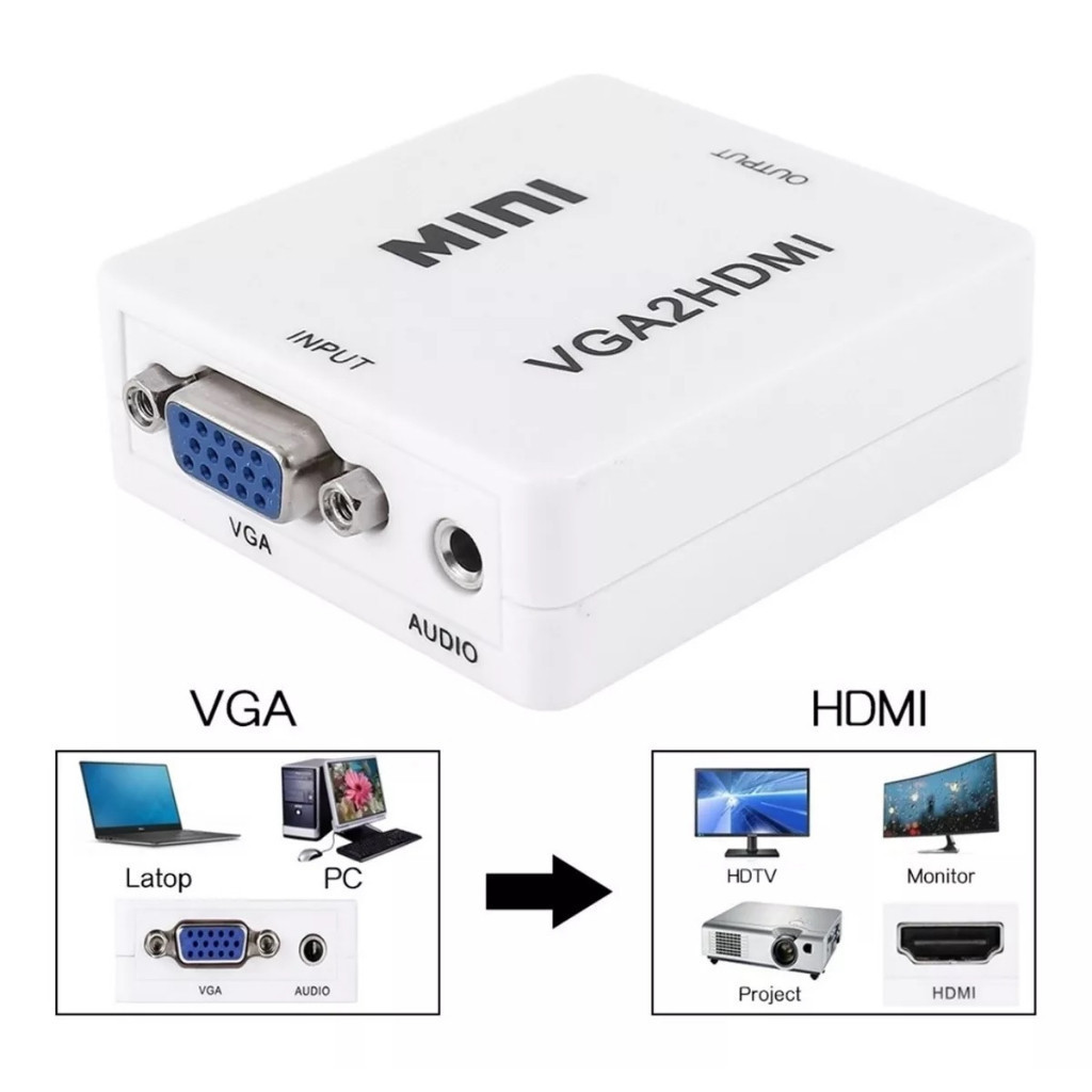 Conversor Vga Para Hdmi Adaptador C/ Som Áudio Full Hd 1080p em Oferta na Shopee