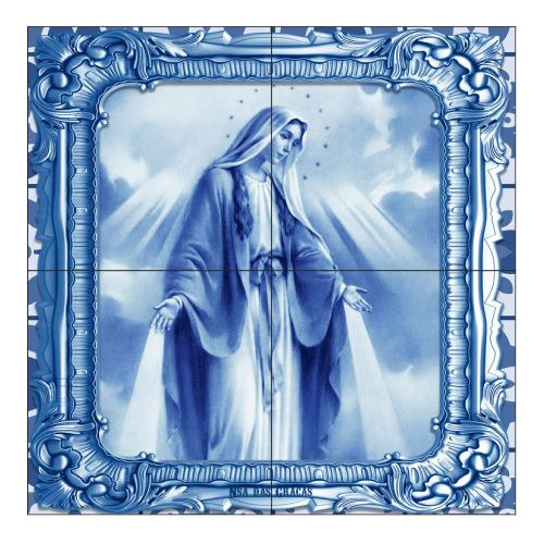 Quadro Em Azulejo Imagem Nossa Senhora Das Graças 31x31 Cm
