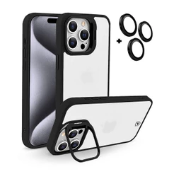 Capa case com protetor de lentes para iPhone 15 Pro - Gravity Preta - Gshield