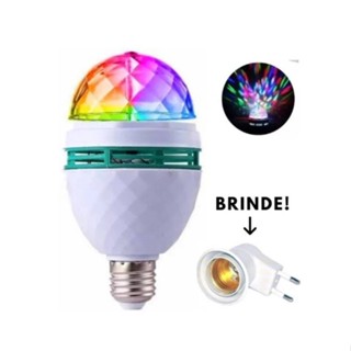 Lâmpada Giratória Colorida Led Bola Maluca Rgb + Adaptador Tomada para Festas Baladas A
