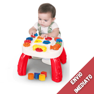 Mesa didática play time de brinquedo atividades mesinha vermelha pedagógica educativa criativa Cotiplas - 2390