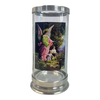 Suporte Vela 7 Dias Anjo da Guarda 18 cm Vidro e Alumínio em Oferta na Shopee