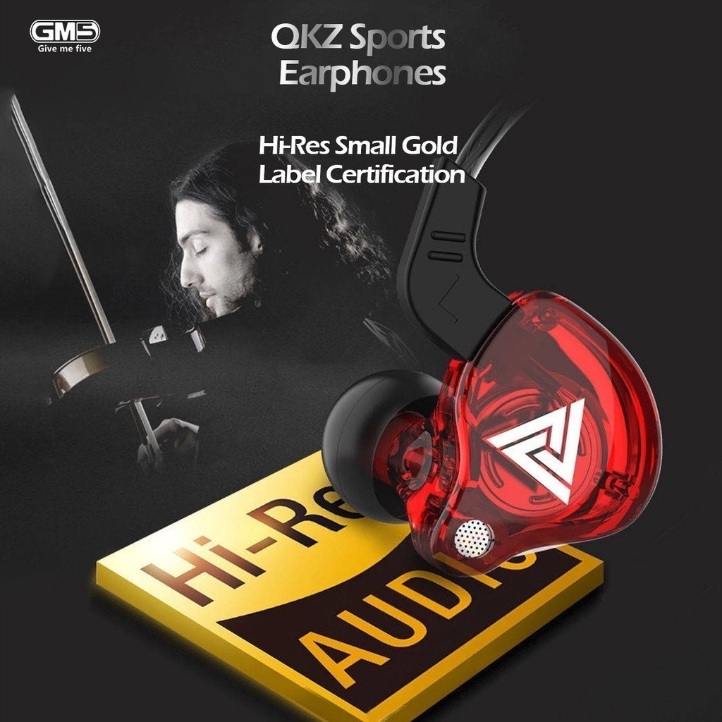 QKZ AK6 fone de ouvido com fio com microfone, cobre driver, fone de ouvido esportivo, hifi, baixo estéreo, no ouvido,