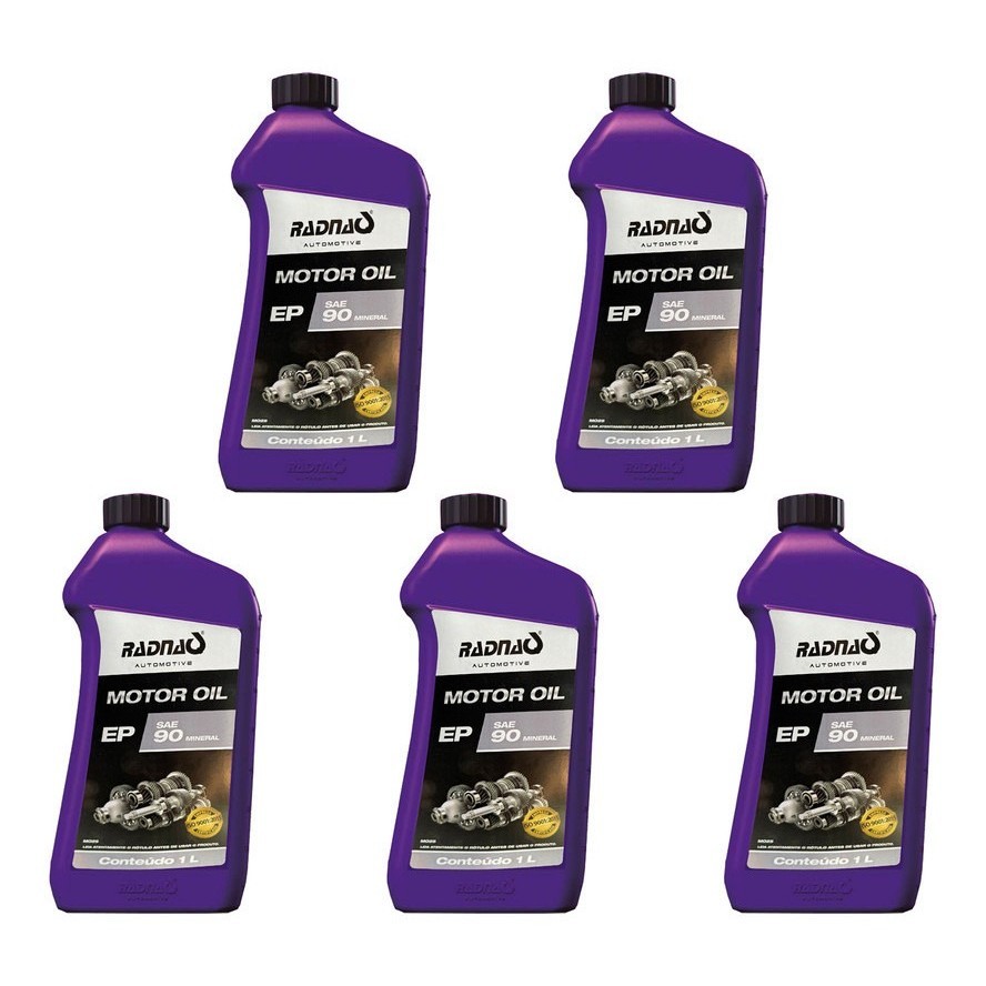 Kit 5 Óleo Para Transmissão Manual Radnaq 90w Mineral Gl-5