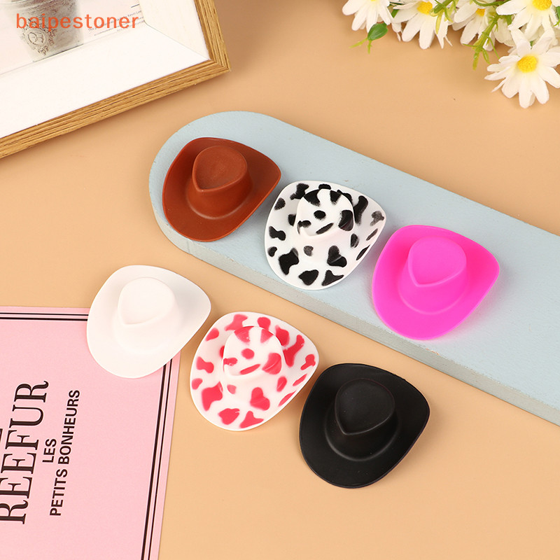 [10Pcs Chapéu De Boneca De Plástico Miniatura Cowboy Ocidental Cowgirl Para Decoração De Bonecas
