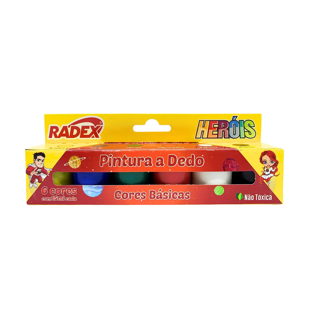 Tinta Guache Infantil Pintura a Dedo Divertida 6 Cores Radex
