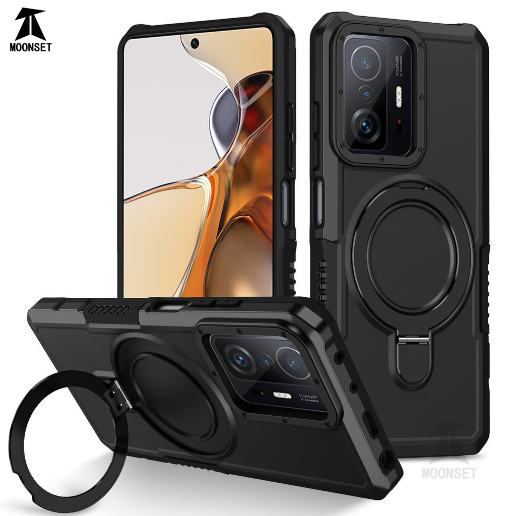 Para Xiaomi Mi 11T/11T Pro/11 Lite 5G NE Capa Com Suporte De Anel Hard PC Back Soft TPU Edge Proteção Contra Quedas De N