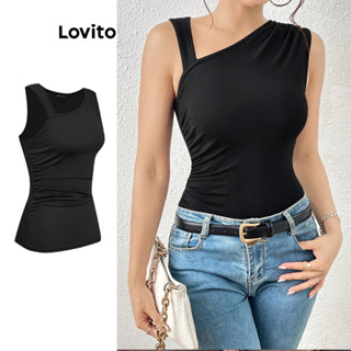 Lovito Regata Casual Lisa Assimétrica Para Mulheres L80ED362