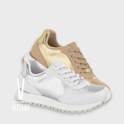 Tenis Feminino Vizzano Original By Rebeldes ~ 1429.102 Jogging Casual com Detalhes Metalizado RBD Vizzano