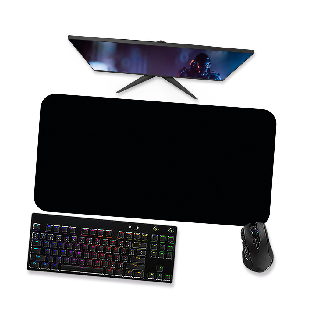 Mouse pad Gamer - Preto puro liso - Mousepad Grande 90x40 80x40 60x40 70x30