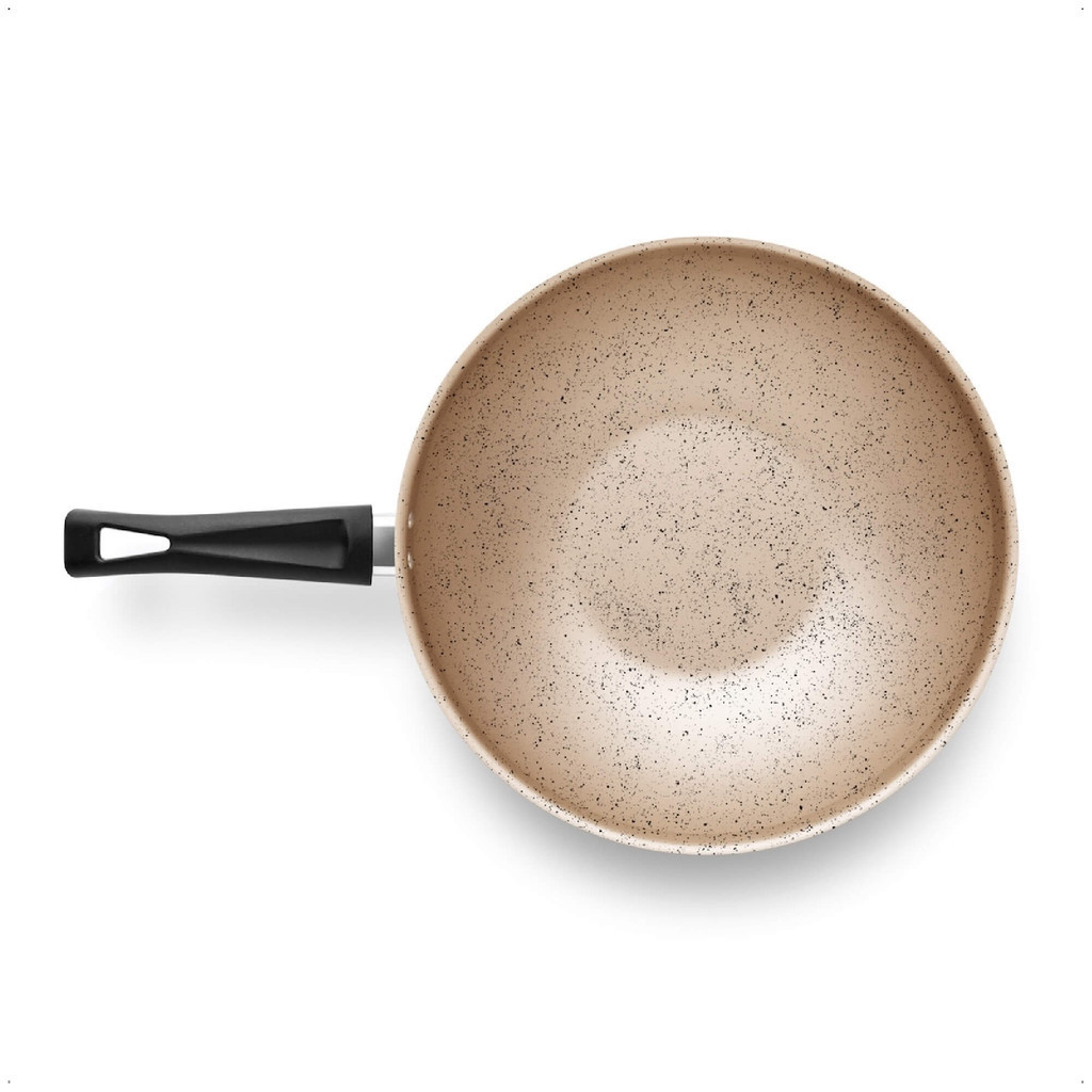 Panela Wok 2,8 Litros N24 de Alumínio com Antiaderente Preto/Bege MTA - 8502 em Oferta na Shopee