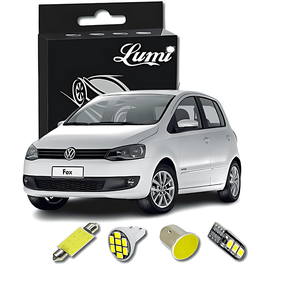 Kit Led Vw Fox  Led Farolete Teto Placa Re Led T10 Super Branca