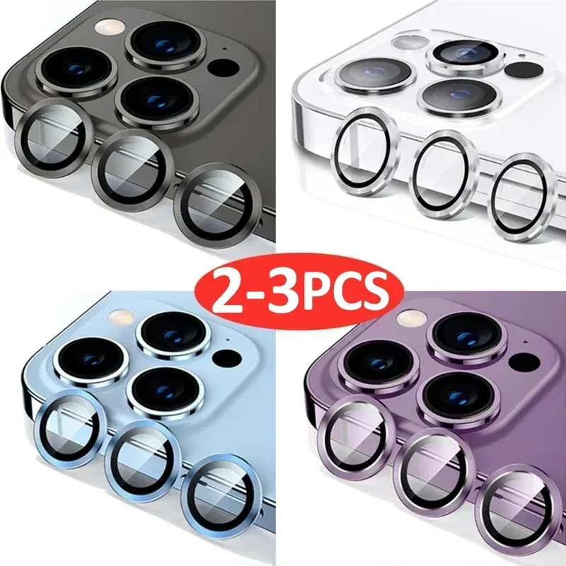 2-3pcs Lente Da Câmera Para Iphone 11 12 13 14 15 Plus Pro Max Protetor De Metal Câmera Lente