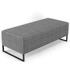 Puff Decorativo Sala de Estar Bali W01 Base Ferro 120x50 cm Suede Pied Poule - Lyam Decor