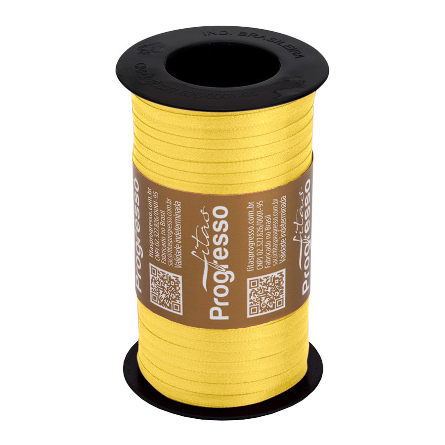 Fita de Cetim Carretel T900/000 4mm - 100m Cor 2052 Amarelo Claro  - 1 unidade - Fitas Progresso - Rizzo em Oferta na Shopee