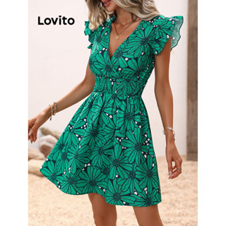 Lovito Vestido Boho Floral Com Babados Para Mulheres LSE01059