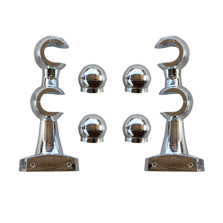 Suporte Para Varão Cortina Duplo 19/19mm Cromado 2 parafusos Com Ponteiras