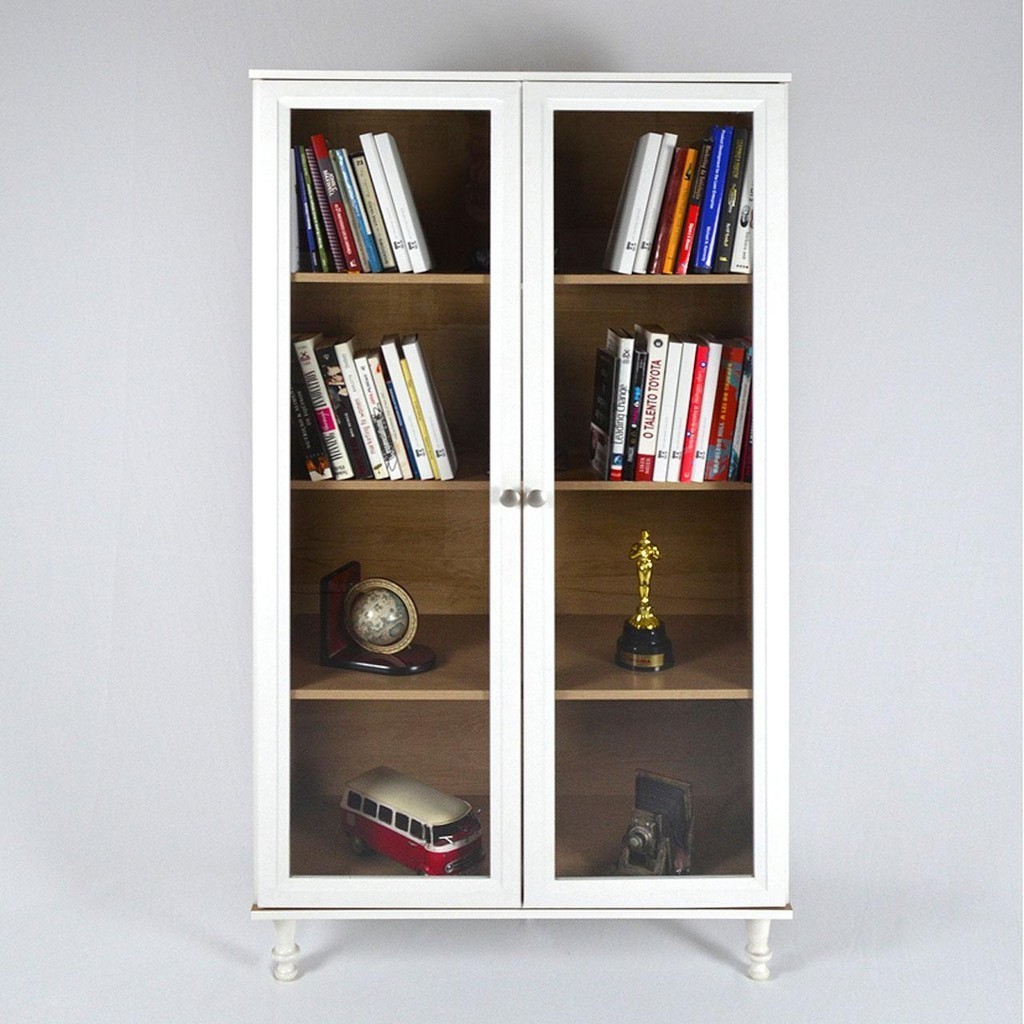 Cristaleira Estante Para Livros Ditália 2 Portas Vidro E-957 em Oferta na Shopee