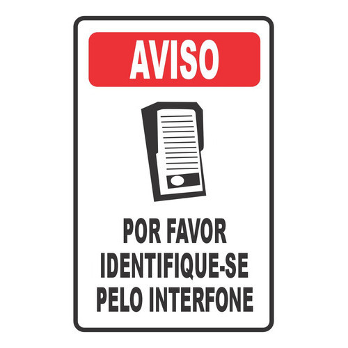 Placa Aviso Use O Interfone Condomínios PS 1 mm Com Fita Dupla Face Resistente Para Casa Condominio