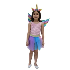 Fantasia Unicórnio Infantil Kit Com Saia, Asas E Tiara