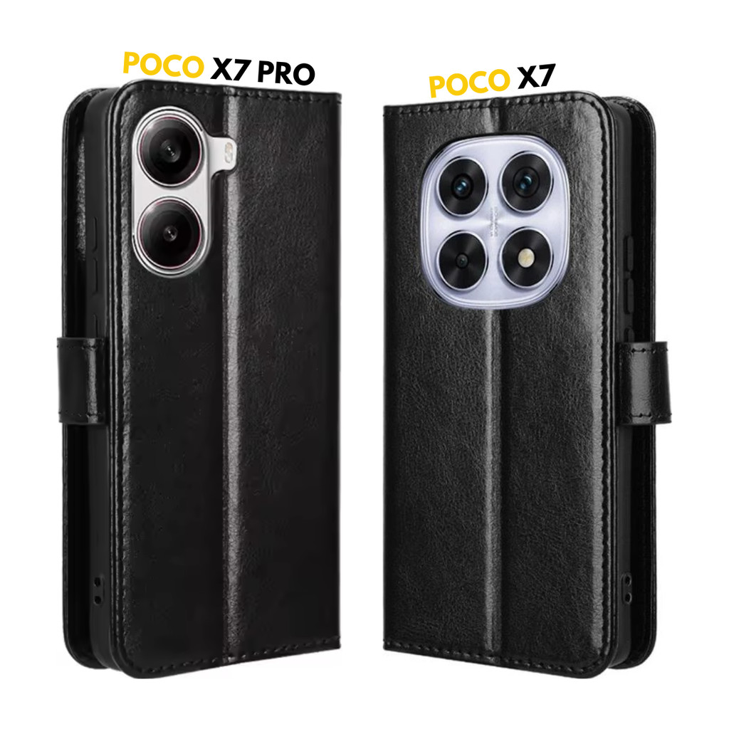 Capa Case Capinha Carteira Flip Cover Couro Sintético Preta Para Xiaomi Poco X7 / X7 Pro em Oferta na Shopee