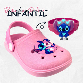 Kit Sandália Infantil Menina Babuche Stitch Escolar Confortável + Pulseira em Oferta na Shopee