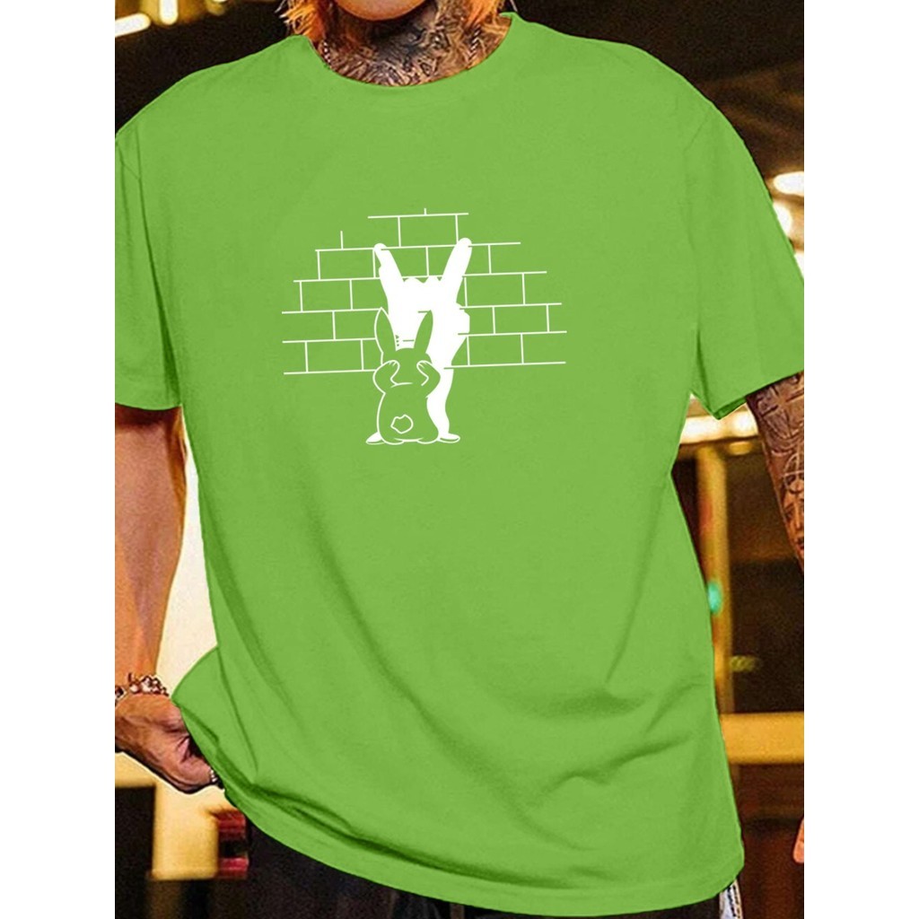 Blusa Oversized Estilosa Moderna Casual Despojada Old School Life Style Camiseta Estampada Coelho
