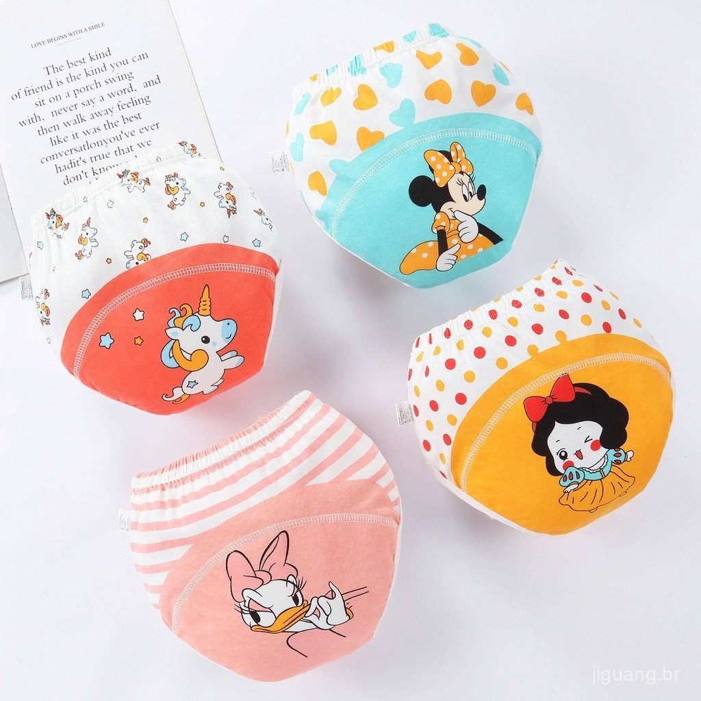 4 PCS/6 Camadas Calças De Treinamento Para Bebês Fraldas Crianças De Algodão Laváveis em Oferta na Shopee