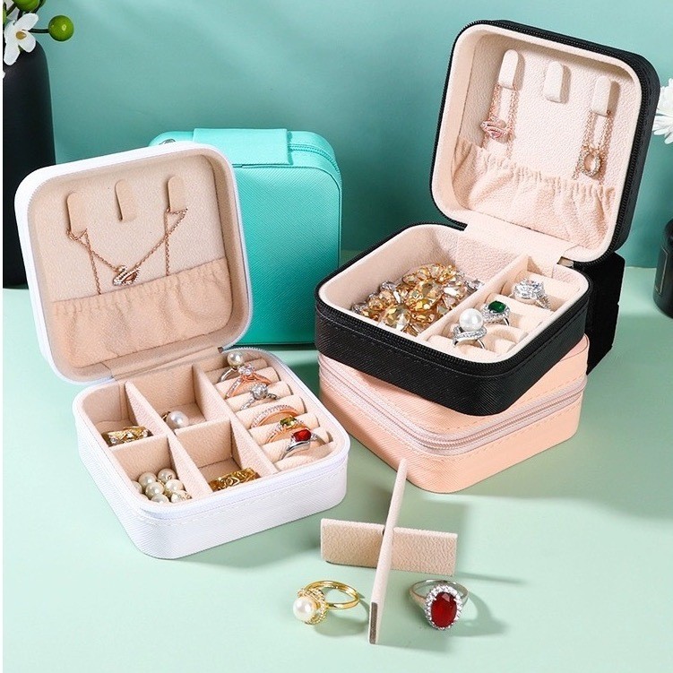 KIT 12 pcs Porta Jóias Portátil Caixinha Bolsa de Armazenamento Colar Brincos Anéis