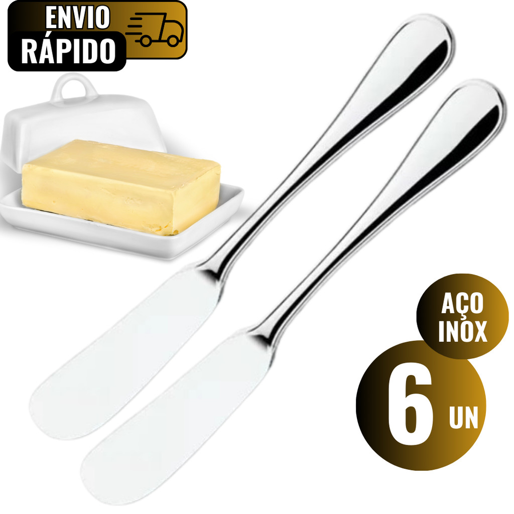 Conjunto 6 Espátulas Para Manteiga Geleia Pastas de Amendoim Aço Inox Premium Padaria Residência
