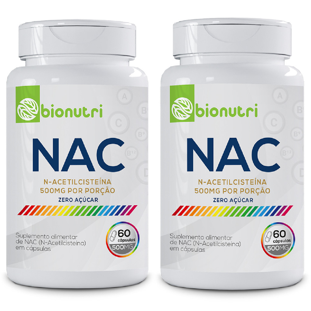 Kit 2x NAC  N-Acetilcisteína - 60 cápsulas 500mg - Zero Açúcar