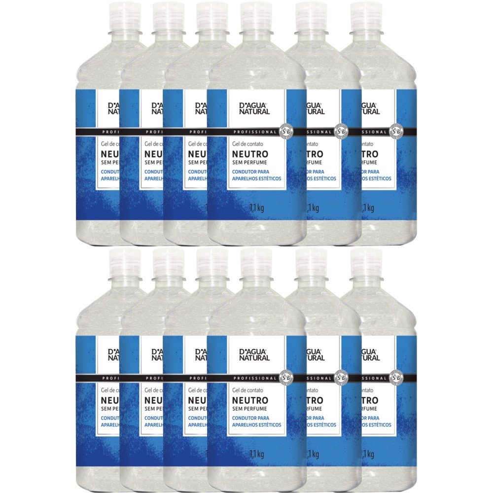 12 Gel Contato Para Eletroterapia Neutro 1,1KG Dagua natural