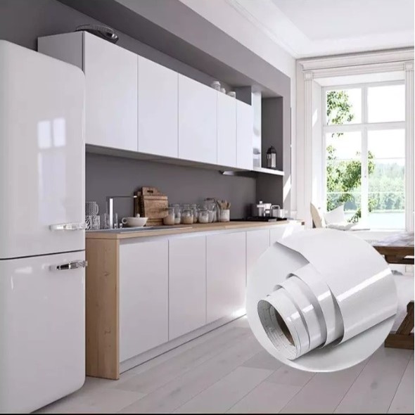 Papel de Parede Adesivo Vinil Branco Semi Brilho 50Cm de Largura Móveis Parede Bancada Móveis