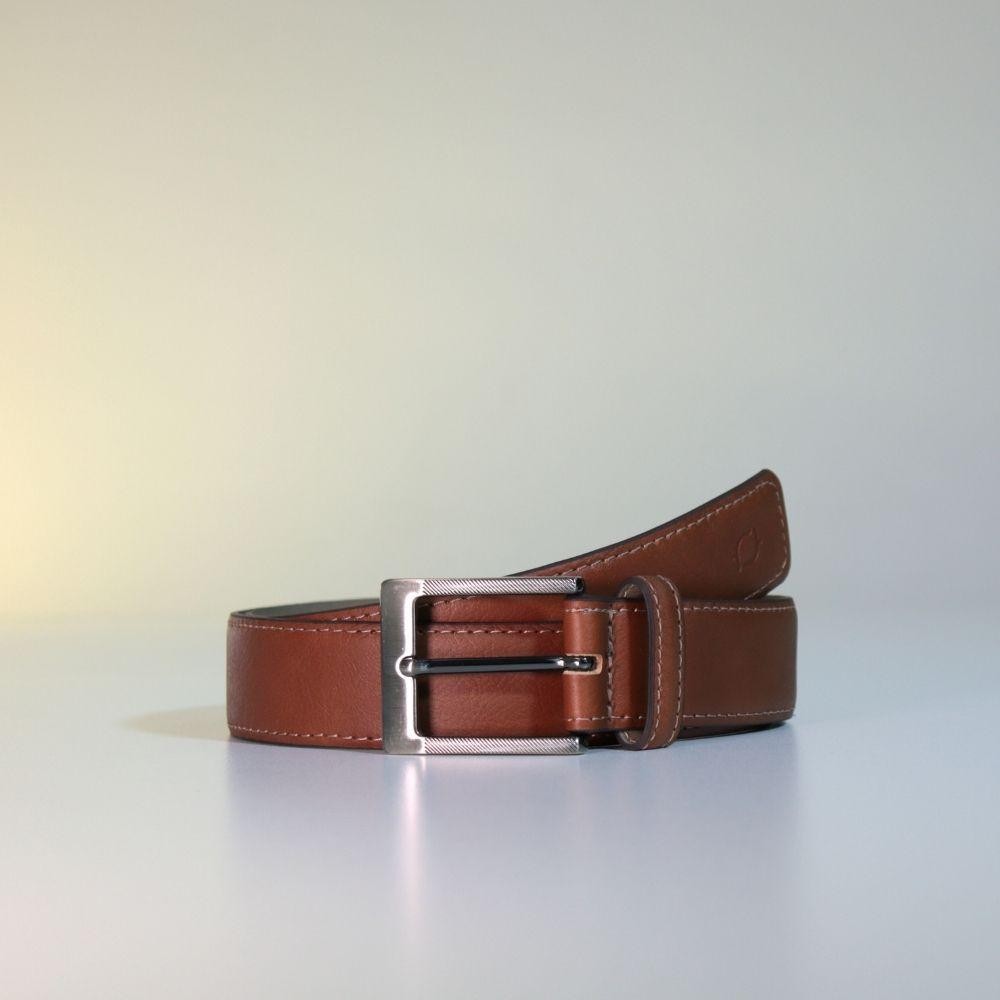 Cinto Masculino Couro com Fivela Quadrada em Metal Níquel Bauarte 