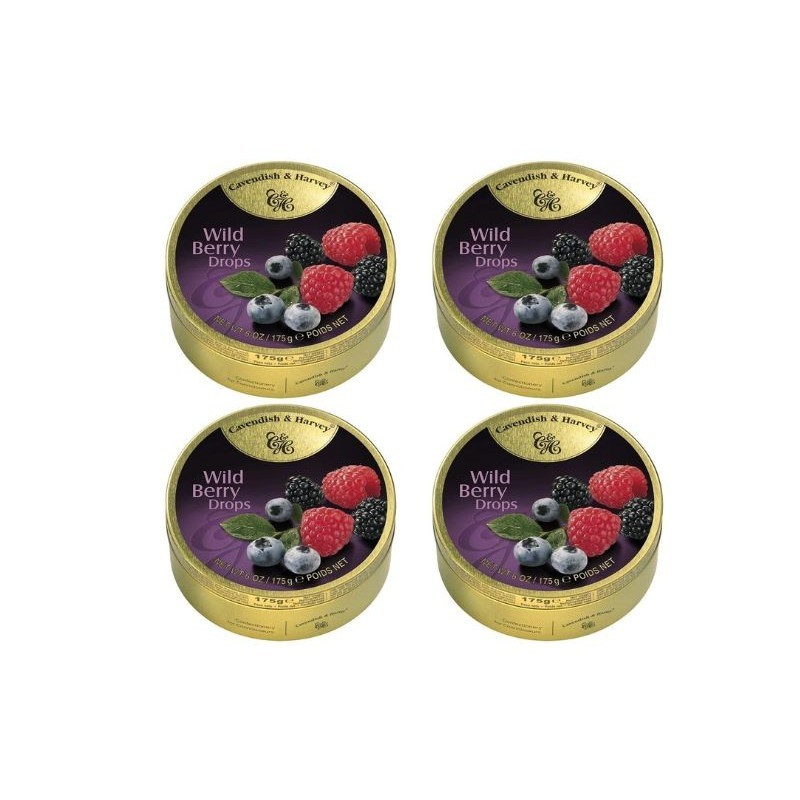 Kit 4 Balas Wild Berry Cavendish & Harvey Lata 200 Gramas