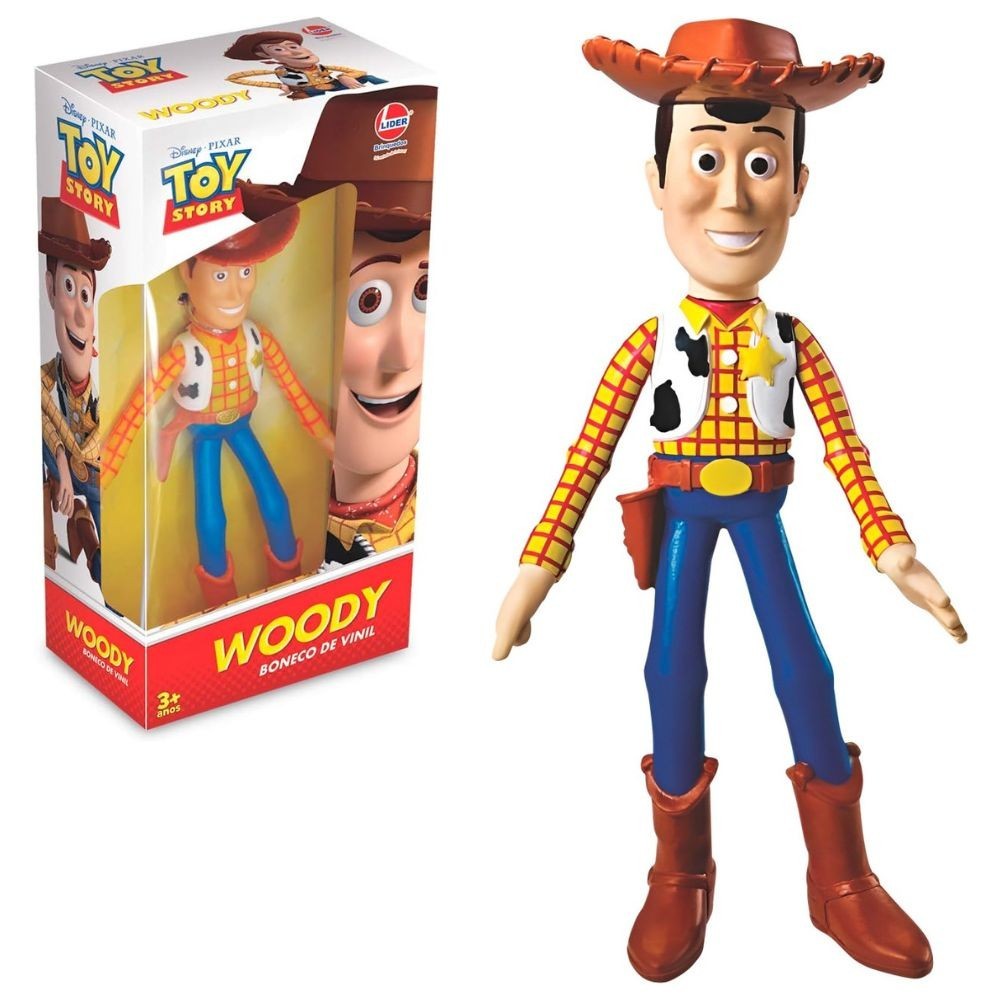 Boneco Articulado Xerife Cowboy Woody Filme Toy Story Em Vinil 17cm Disney Pixar Brinquedo Para Crianças +3 Anos