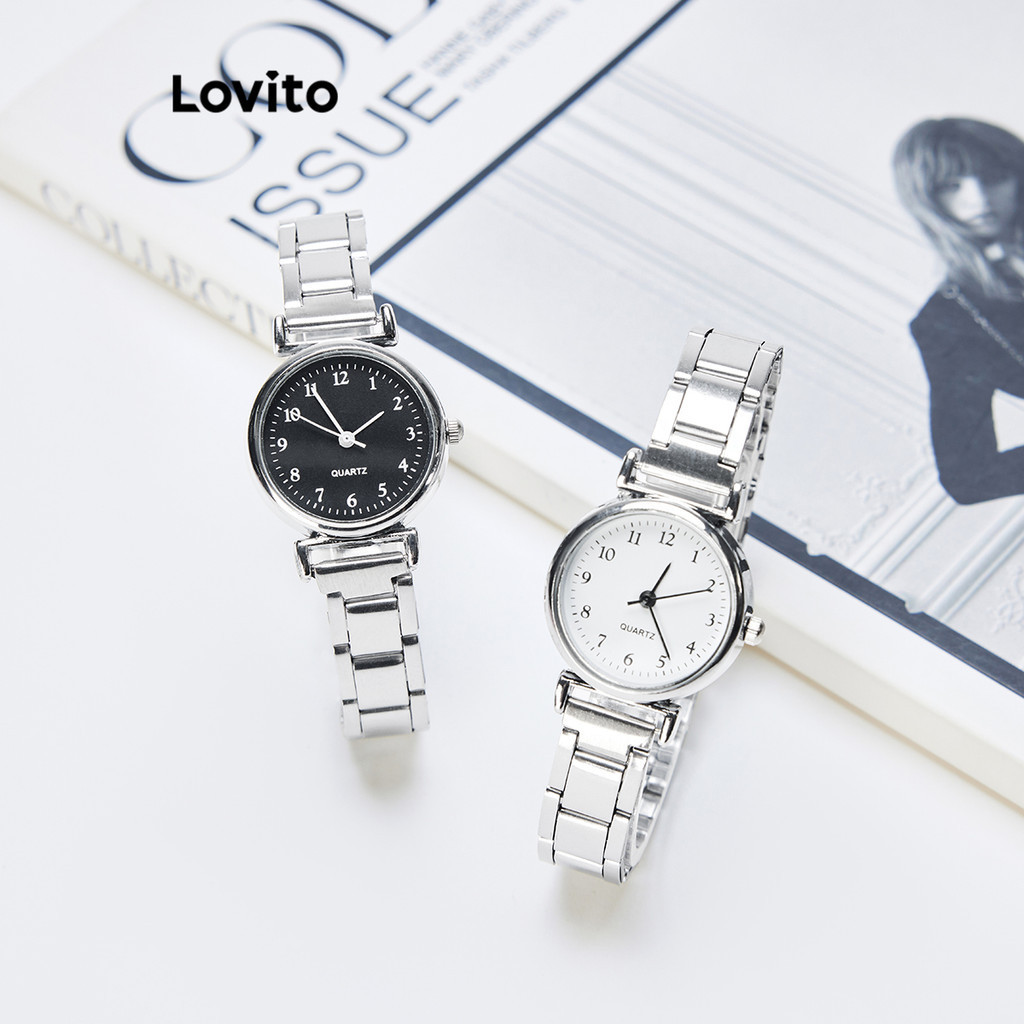 Lovito casual Relógio de Pulso Vintage Simples para Mulheres L75FD168