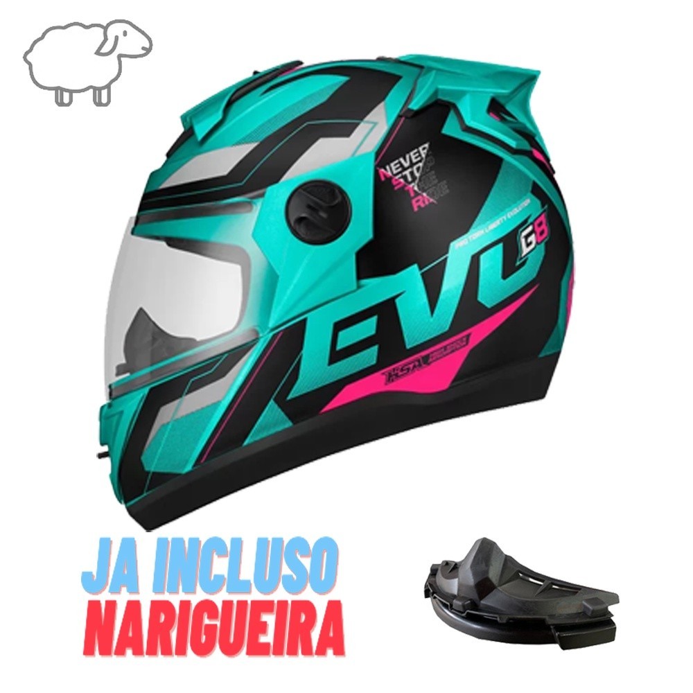 Capacete Moto Fechado Pro Tork Evolution G8 Evo 788 Masculino Feminino Motoqueiro Moto Boy Universal