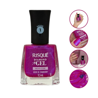 Esmalte Metalizado Licor Cranberry Diamond Gel Risque 9,5Ml