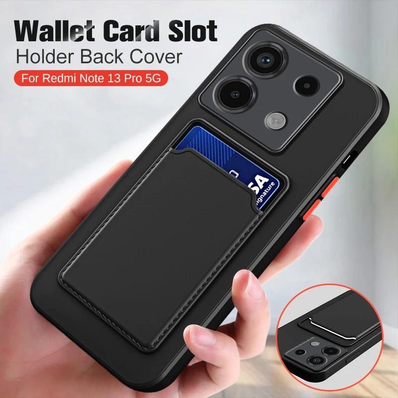 Estojo Para Carteira De Cartão Xiaomi Redmi 13C 13 12 Note 13 Pro Plus Capa Traseira Em Silicone Macio À Prova De Choque