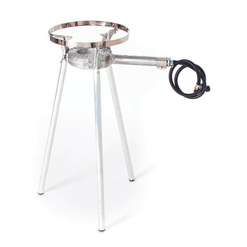 Fogareiro Alumínio Fundido Médio 3Pés Alto 75cm C/ Arco Inox