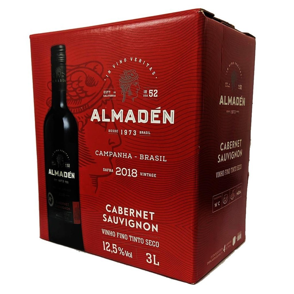 VINHO ALMADÉN CABERNET SAUVIGNON TINTO BAG IN BOX 3LTS em Oferta na Shopee