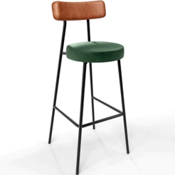 Banqueta Alta Bar Cozinha Sala De Jantar Milão L02 Couríssimo Camel Facto Verde - Lyam Decor