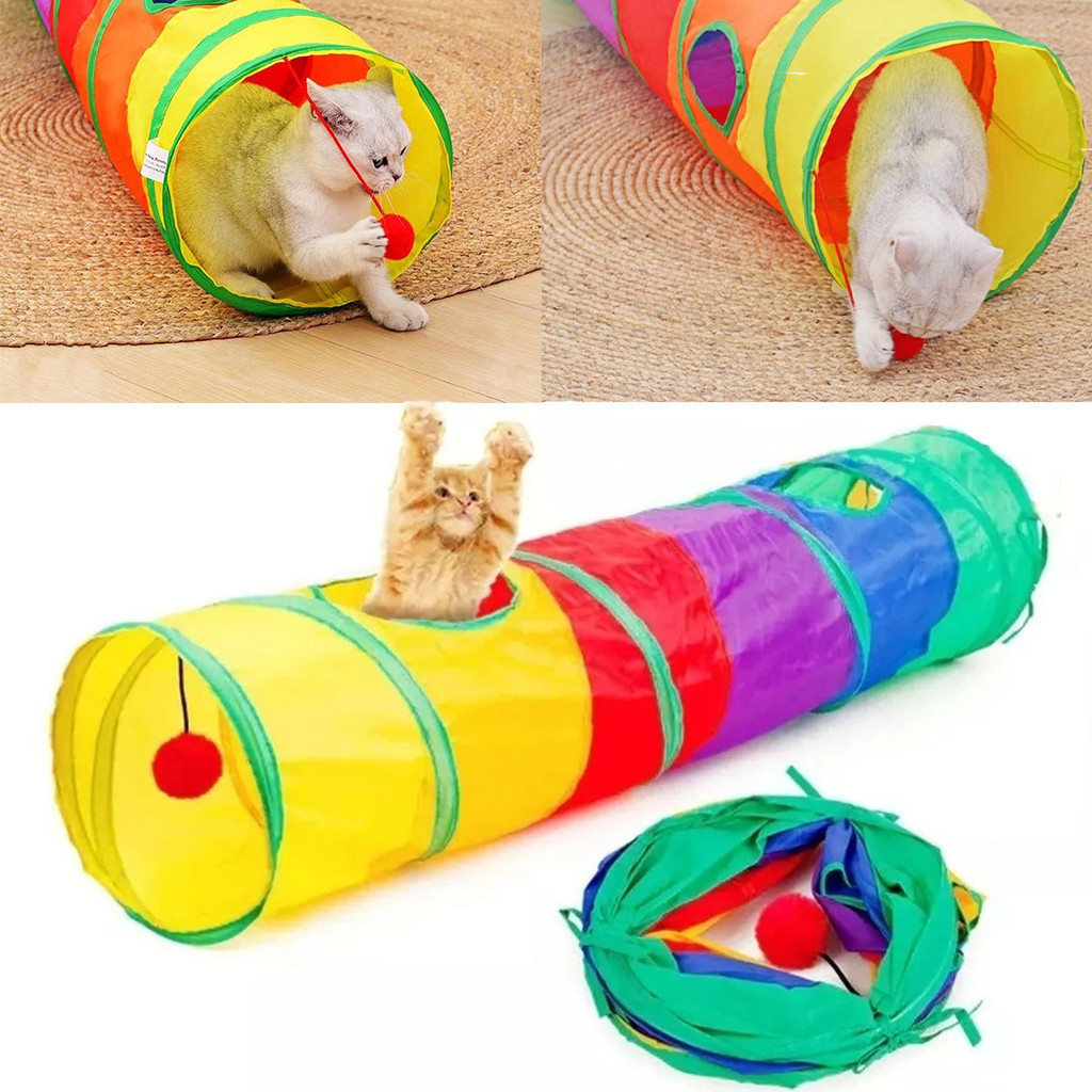 Tunel Gato Brinquedo Coelho Pet Animais Bolinha Interativo Retratil Portatil Divertido Anti Estress