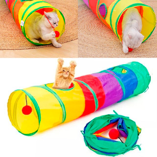 Tunel Gato Brinquedo Coelho Pet Animais Bolinha Interativo Retratil Portatil Divertido Anti Estress